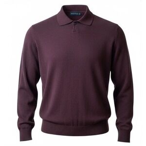Conte di Milano Polo Sweater Vintage Men Large Purple Wool Blend Old Money Italy